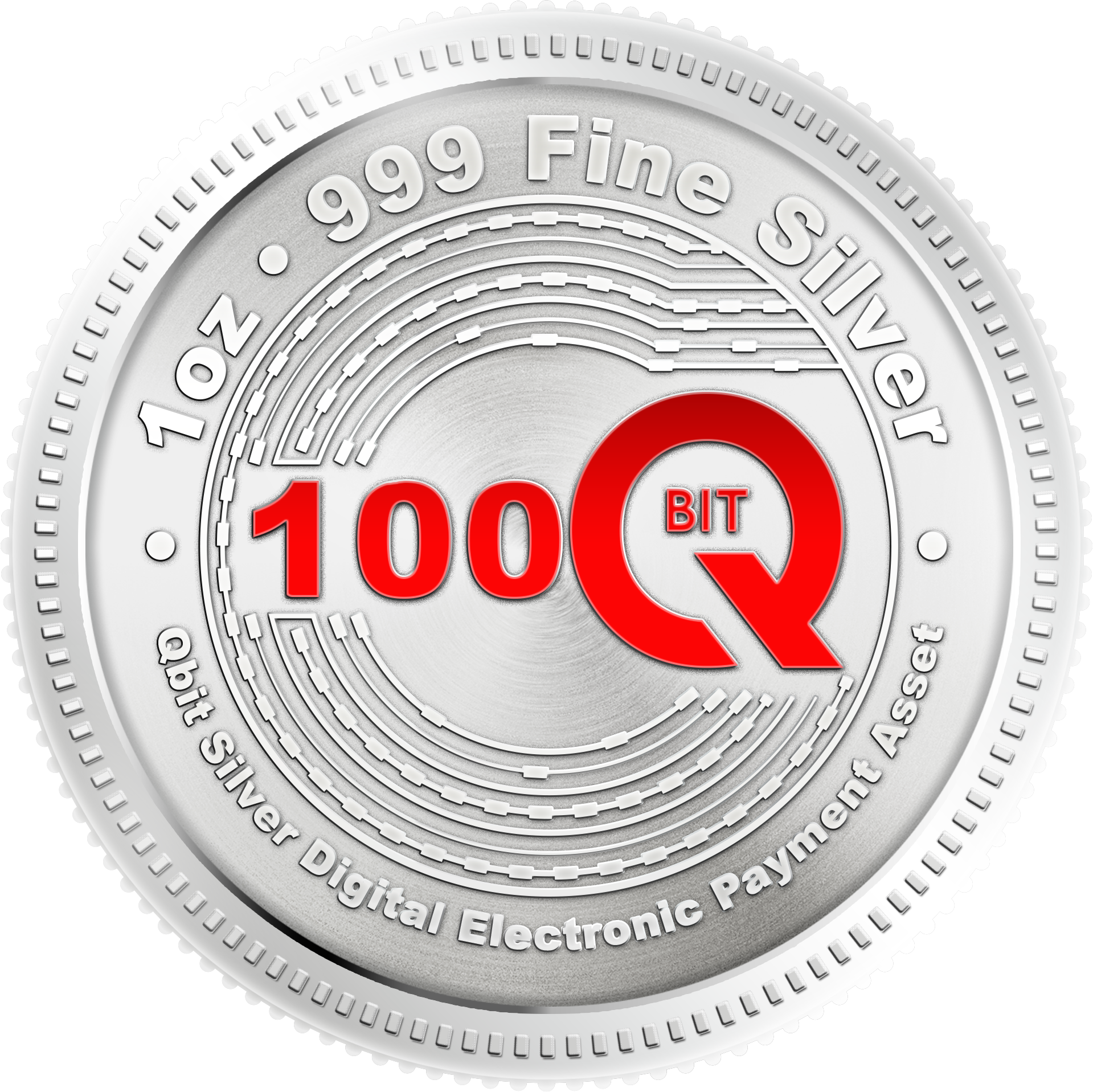 Qbit 1oz .999 Fine Silver Coin back